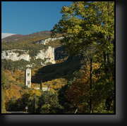 Saint-Symphorien monastery, with the climbing cliffs of l'Aiguebrun in Buoux, Pr...